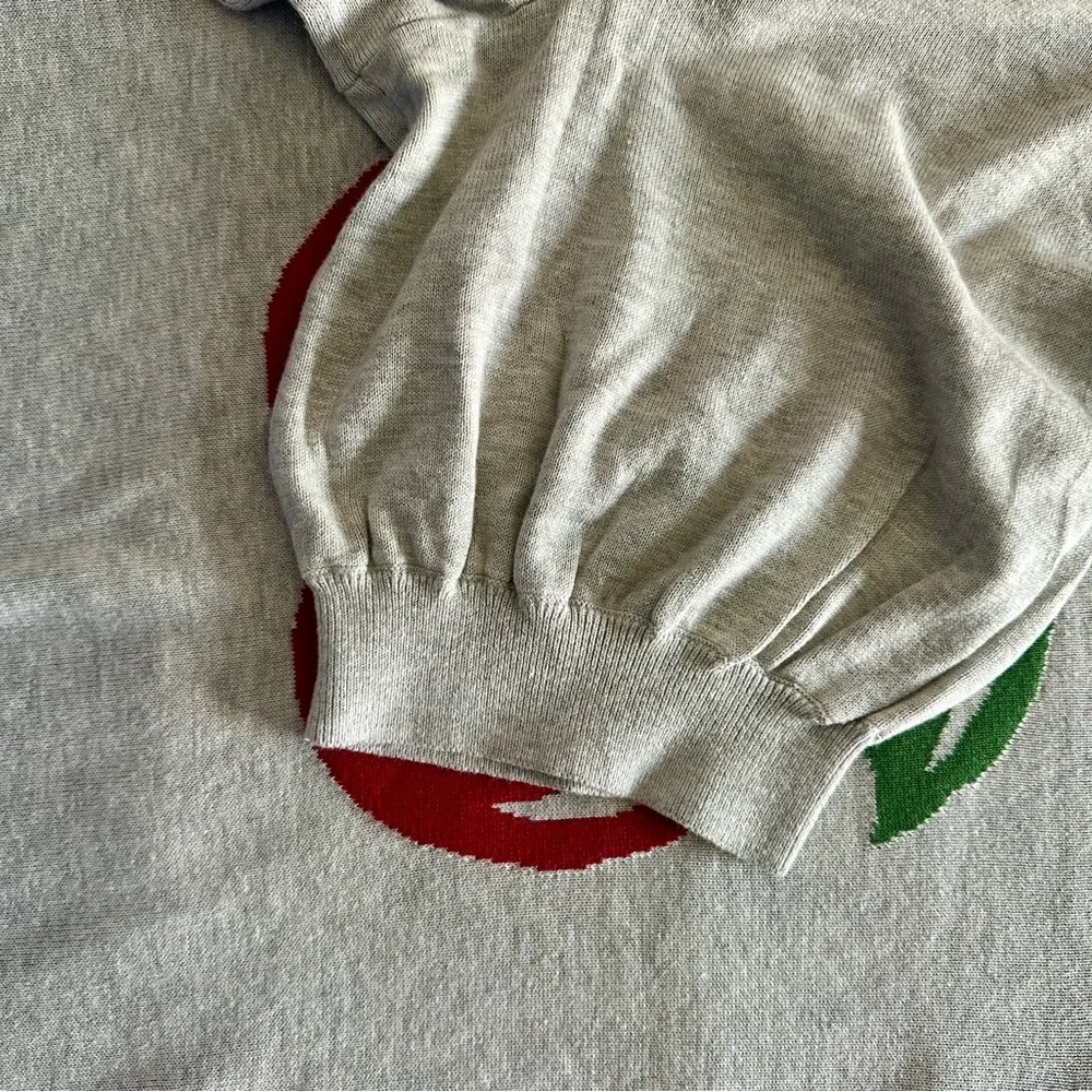 Torrid Gray Sweater with Cherry Green Leaf Design - Picture 4 of 5